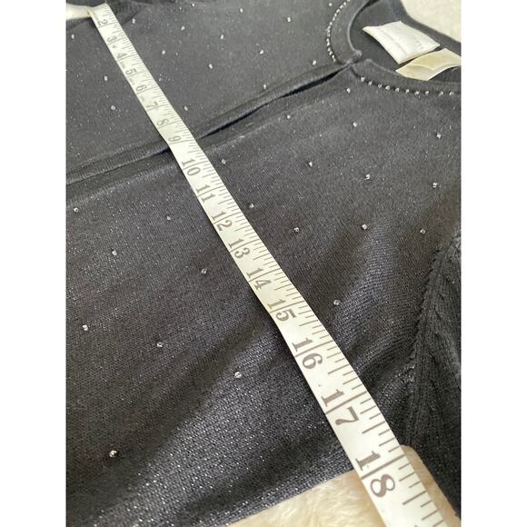 Emma James Silk Blend Black Beaded Metallic Thread Hook Front Cardigan‎ Sz S - Picture 5 of 10